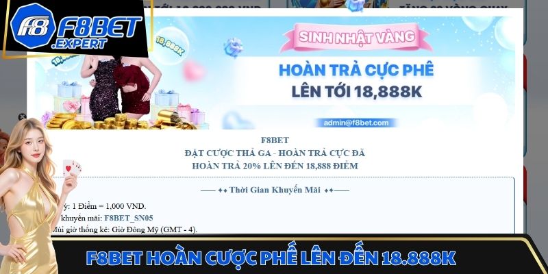 Khuyến mãi F8bet hoàn cược phế lên đến 18.888K